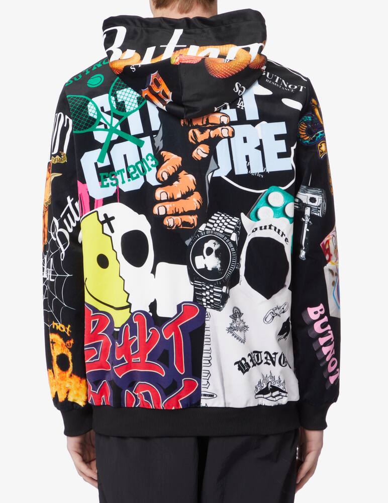 rinascente But Not Multi graphic velvet hoodie - Black