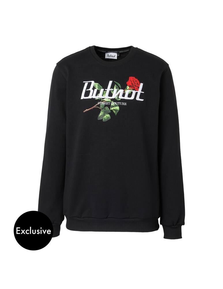 rinascente But Not Sant valentine printed rose embroidery sweatshirt - black