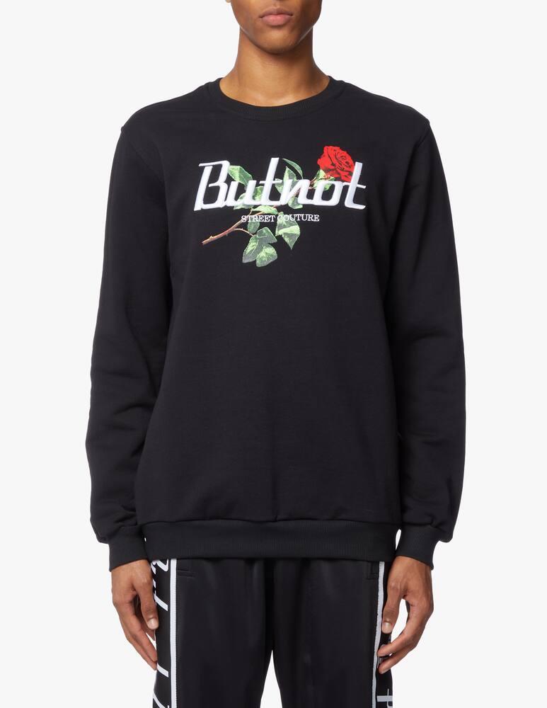 rinascente But Not Sant valentine printed rose embroidery sweatshirt - black