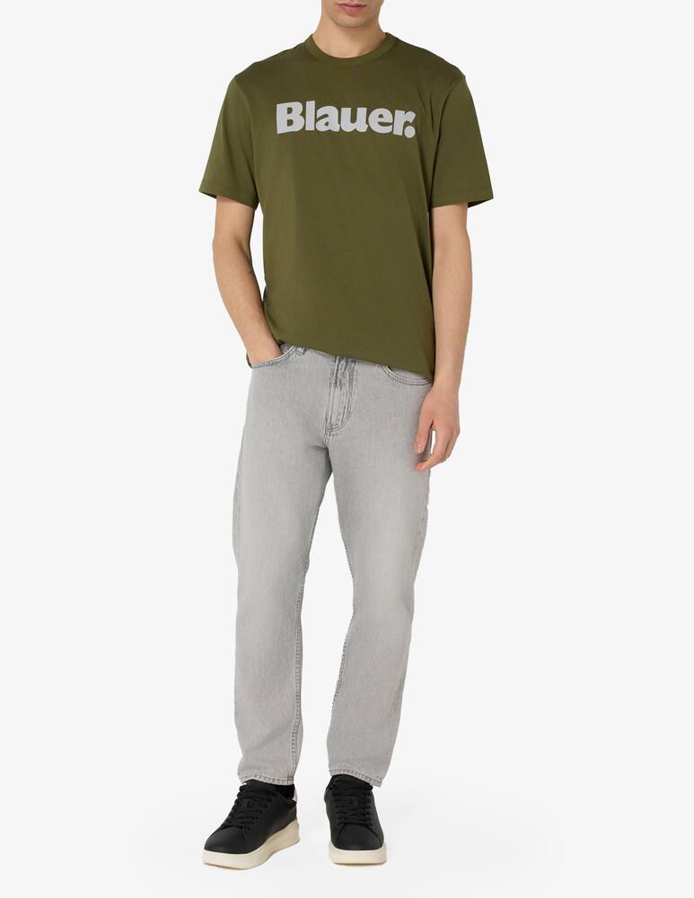 rinascente Blauer T-shirt logo a contrasto