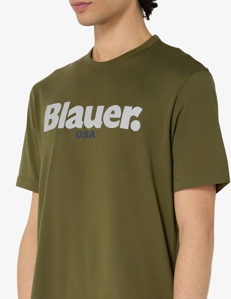 rinascente Blauer T-shirt logo a contrasto