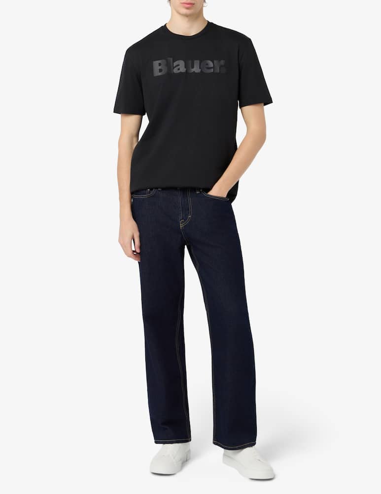 rinascente Blauer T-shirt Bourn con logo 