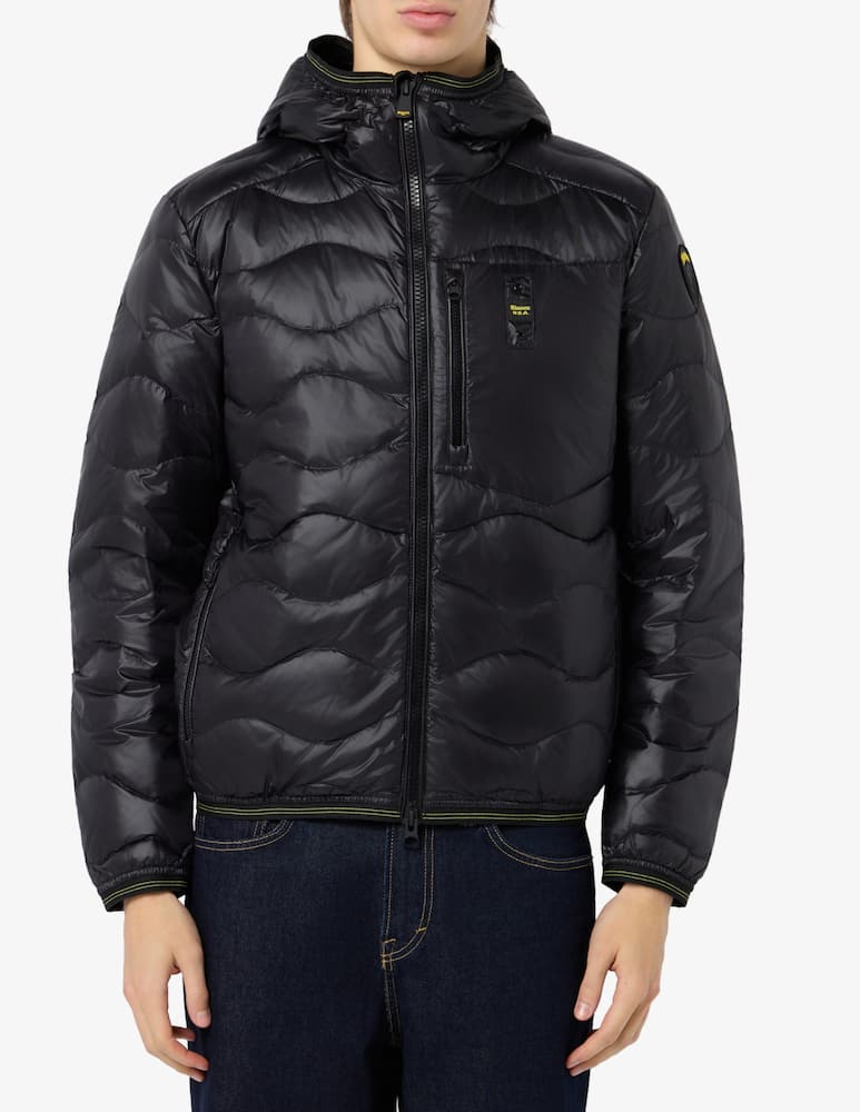 rinascente Blauer Wave nylon hooded jacket
