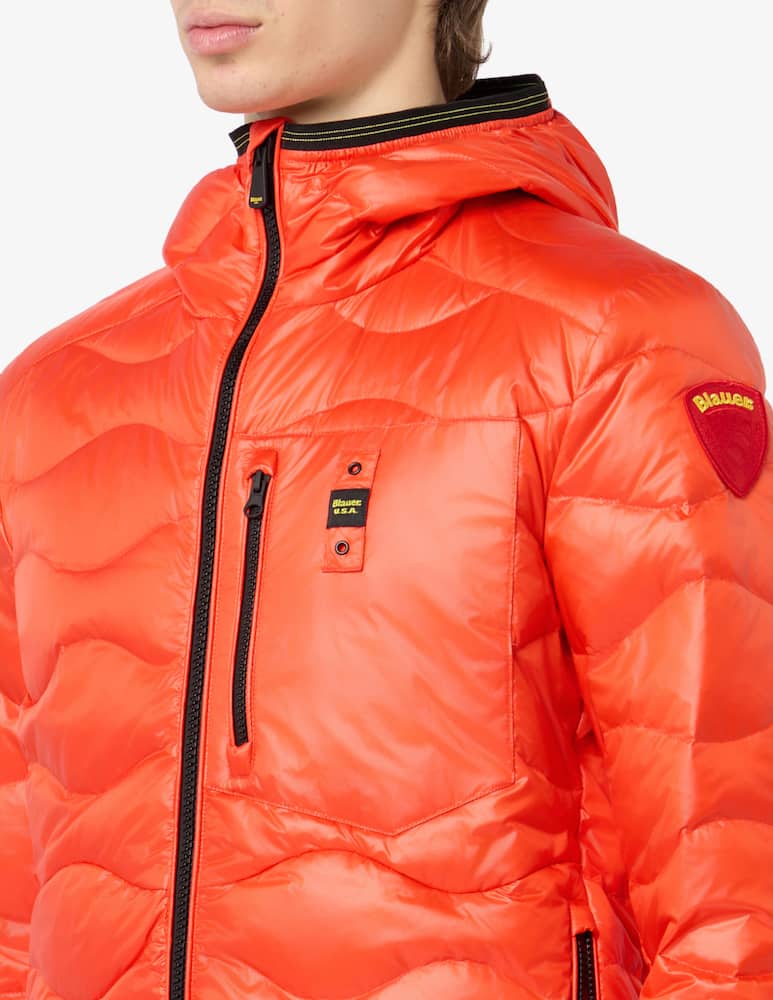 rinascente Blauer Wave quilted hooded jacket