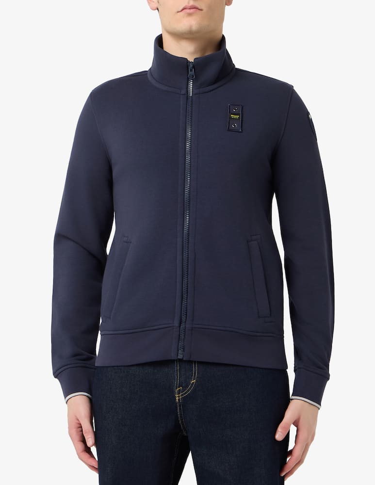 rinascente Blauer Felpa full zip con patch