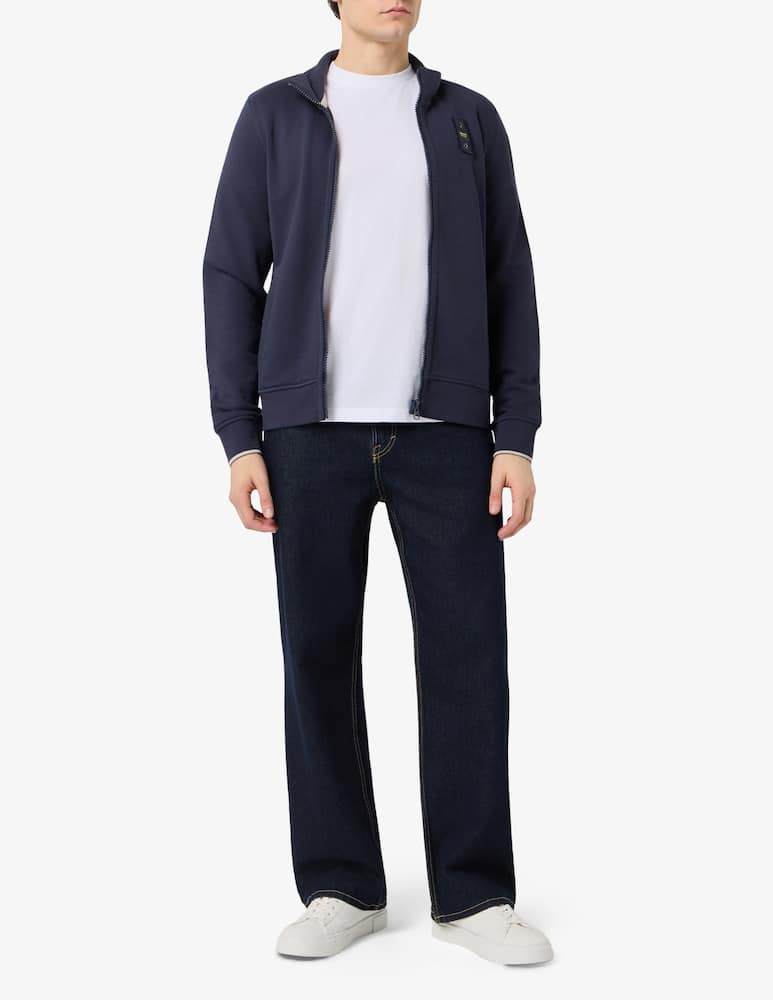 rinascente Blauer Felpa full zip con patch