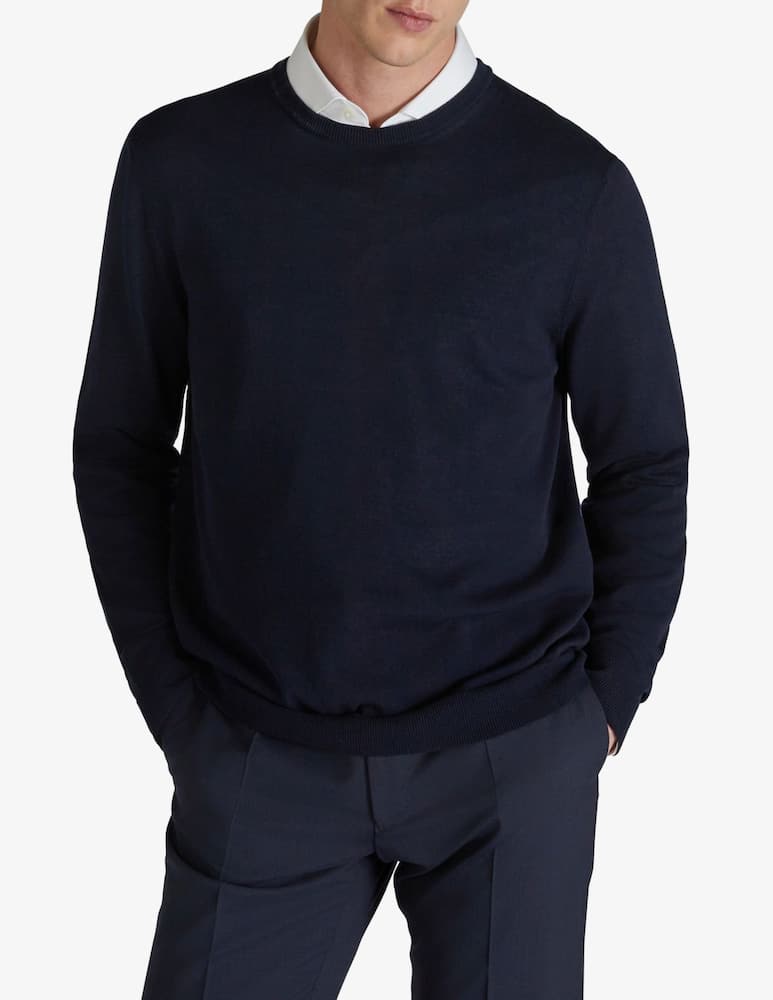 Slowear Slim-fit cotton crêpe crewneck jumper - picture 1 Slowear Slim-fit cotton crêpe crewneck jumper - picture 1
