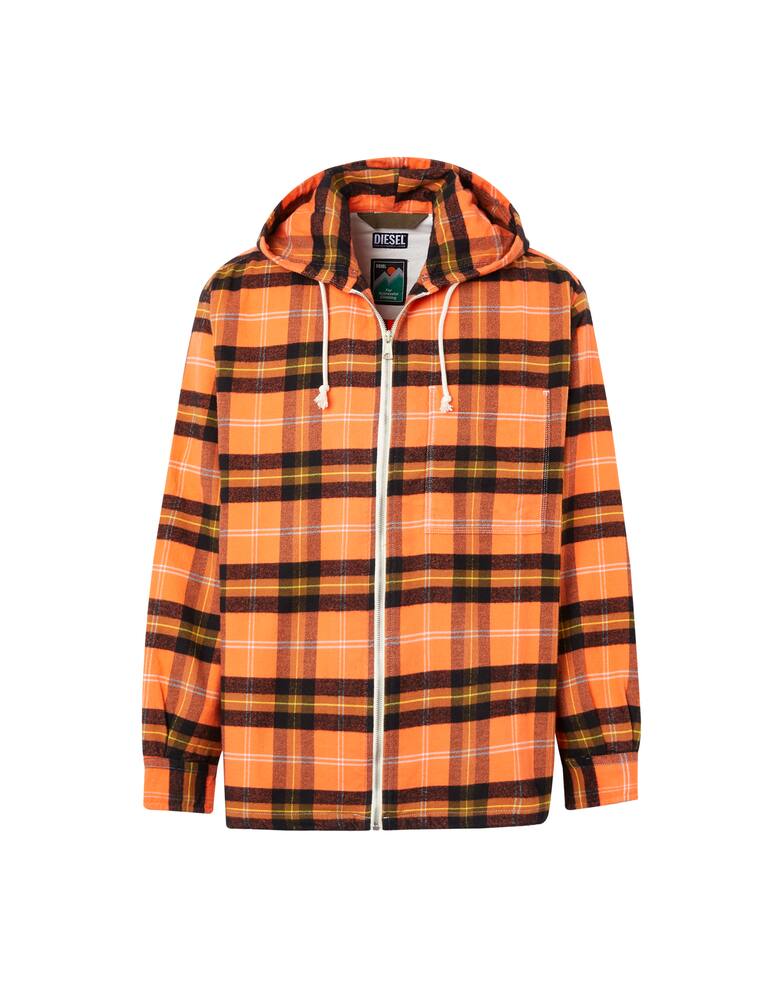 rinascente Diesel Giacca camicia over a quadri con zip e cappuccio 
