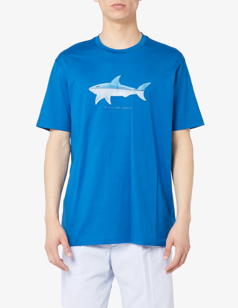 Le Shark T-Shirt Uomo Tinta Unita, Filato Bicolore, Piqué Birdseye, Con Badge In Gomma, Orlo Spaccato