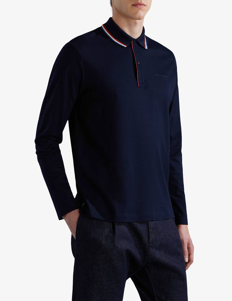 Paul & Shark Long-sleeved cotton tencel jersey polo with logo - picture 1 Paul & Shark Long-sleeved cotton tencel jersey polo with logo - picture 1