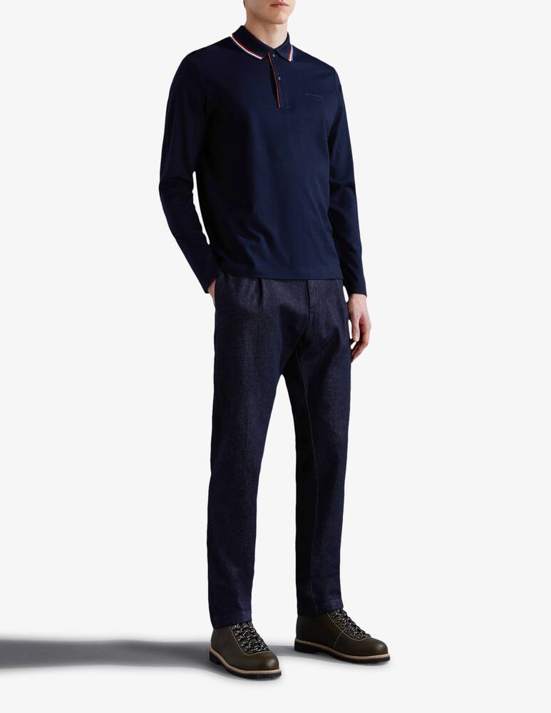 rinascente Paul & Shark Polo manica lunga  in cotone tencel jersey con logo ricamato