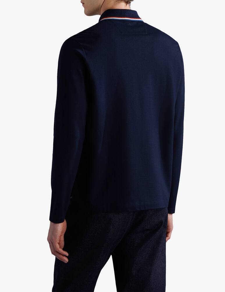 rinascente Paul & Shark Polo manica lunga  in cotone tencel jersey con logo ricamato