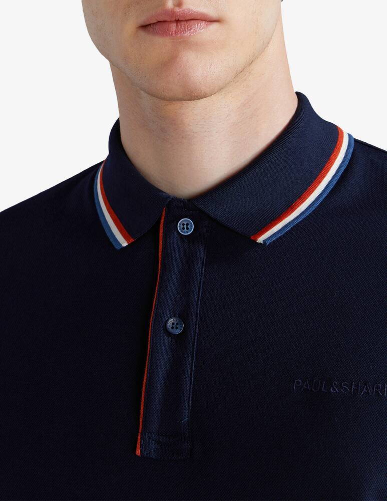 rinascente Paul & Shark Polo manica lunga  in cotone tencel jersey con logo ricamato