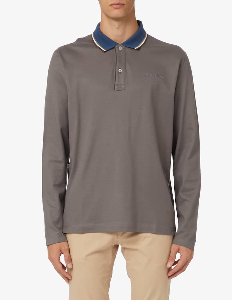 Paul & Shark Polo manica lunga in cotone tencel jersey con logo ricamato - immagine 1 Paul & Shark Polo manica lunga in cotone tencel jersey con logo ricamato - immagine 1