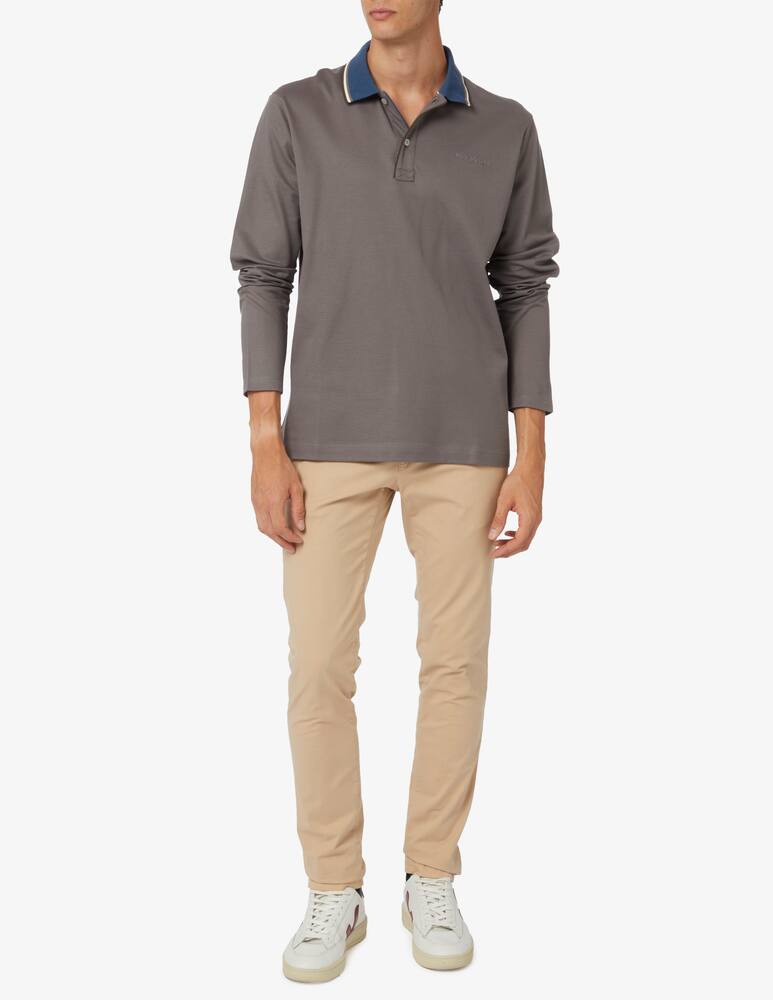 rinascente Paul & Shark Polo manica lunga  in cotone tencel jersey con logo ricamato