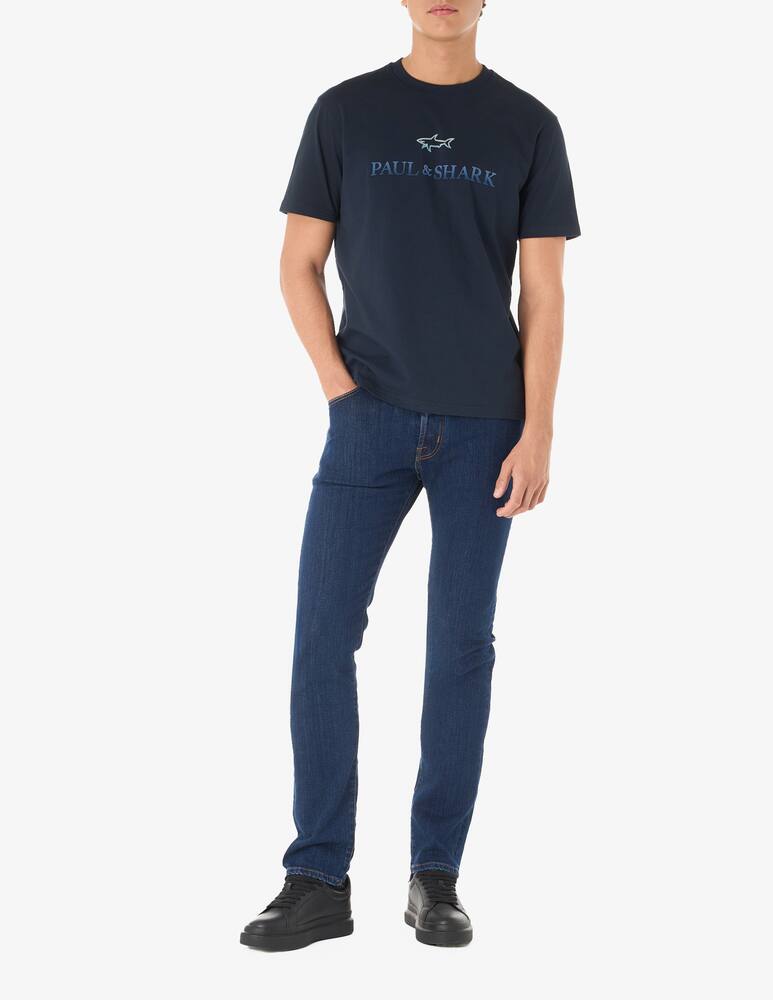 rinascente Paul & Shark Short-sleeved cotton jersey t-shirt with printed logo