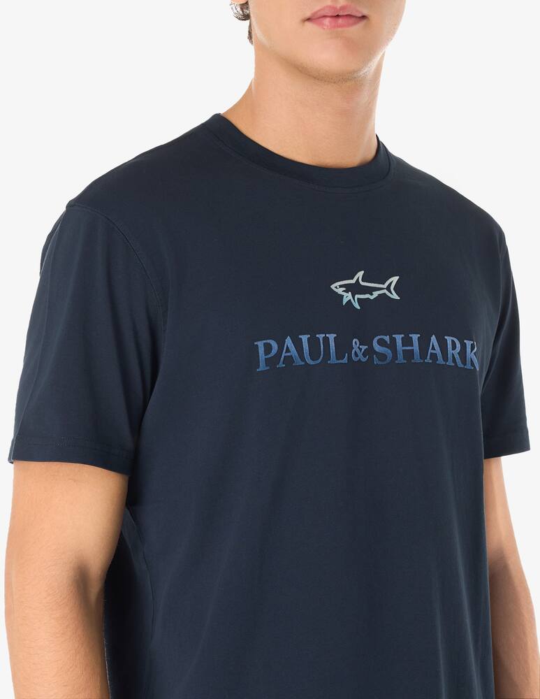 rinascente Paul & Shark Short-sleeved cotton jersey t-shirt with printed logo