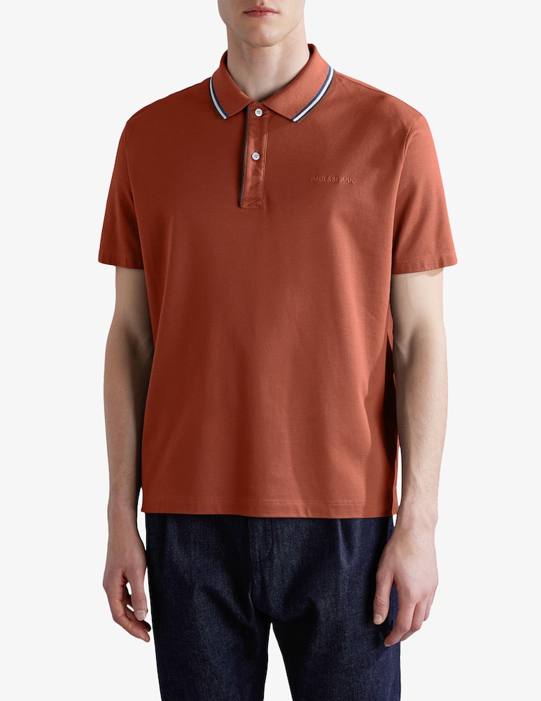 Paul & Shark Tencel pique short-sleeved polo with logo - picture 1