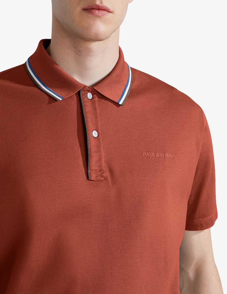 Paul & Shark Tencel pique short-sleeved polo with logo - picture 4