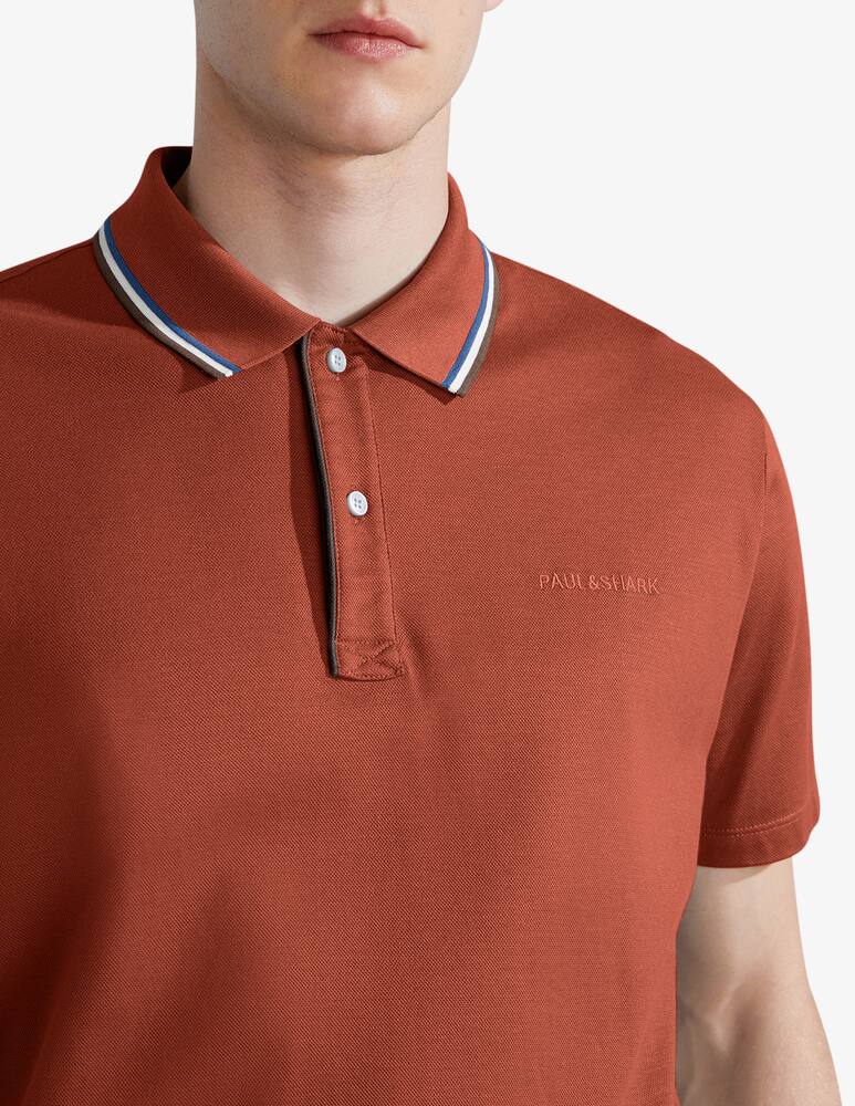 rinascente Paul & Shark Polo manica corta tencel pique con logo ricamato