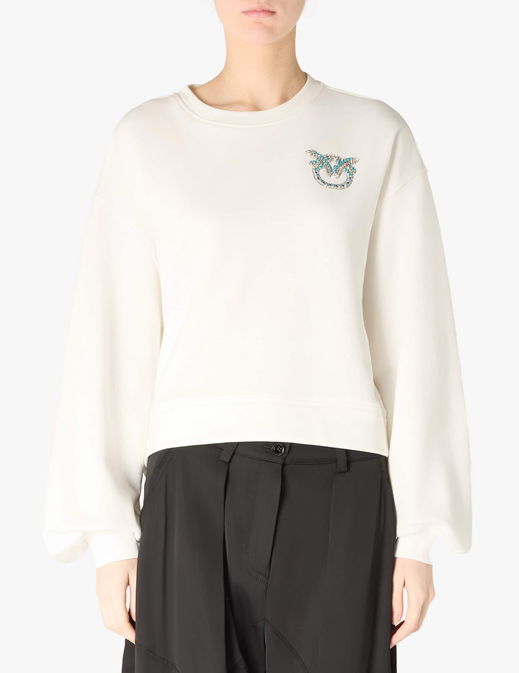 Shop Pinko Logo birds embroidered jumper on Rinascente