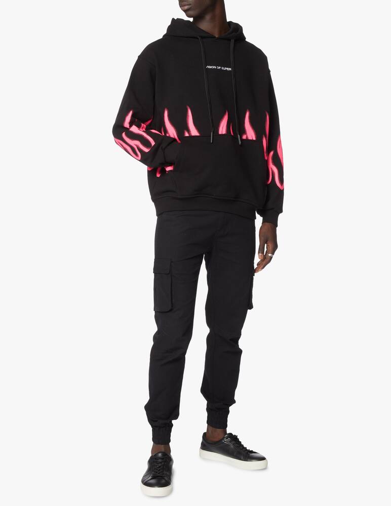 rinascente Vision of Super Felpa con cappuccio fuxia flames