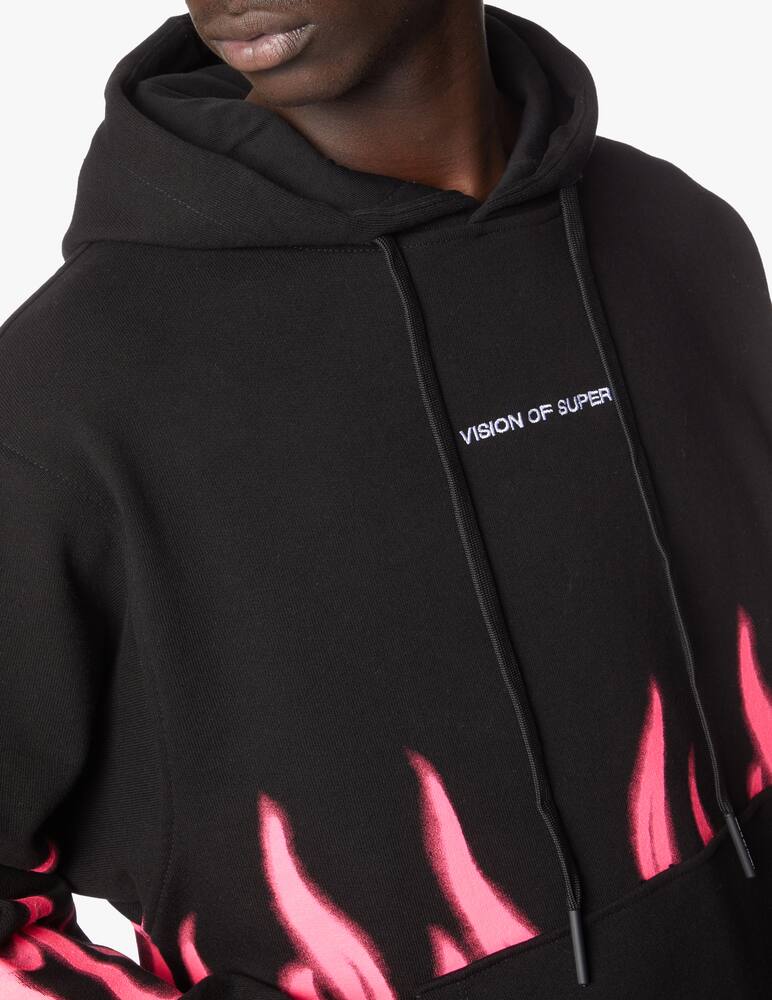 rinascente Vision of Super Felpa con cappuccio fuxia flames