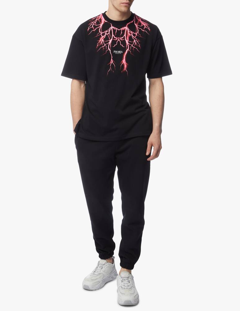 rinascente Phobia Maglietta gircollo con fulmine rosa fluo