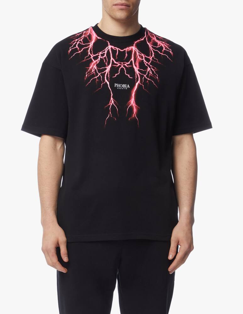 rinascente Phobia Maglietta gircollo con fulmine rosa fluo