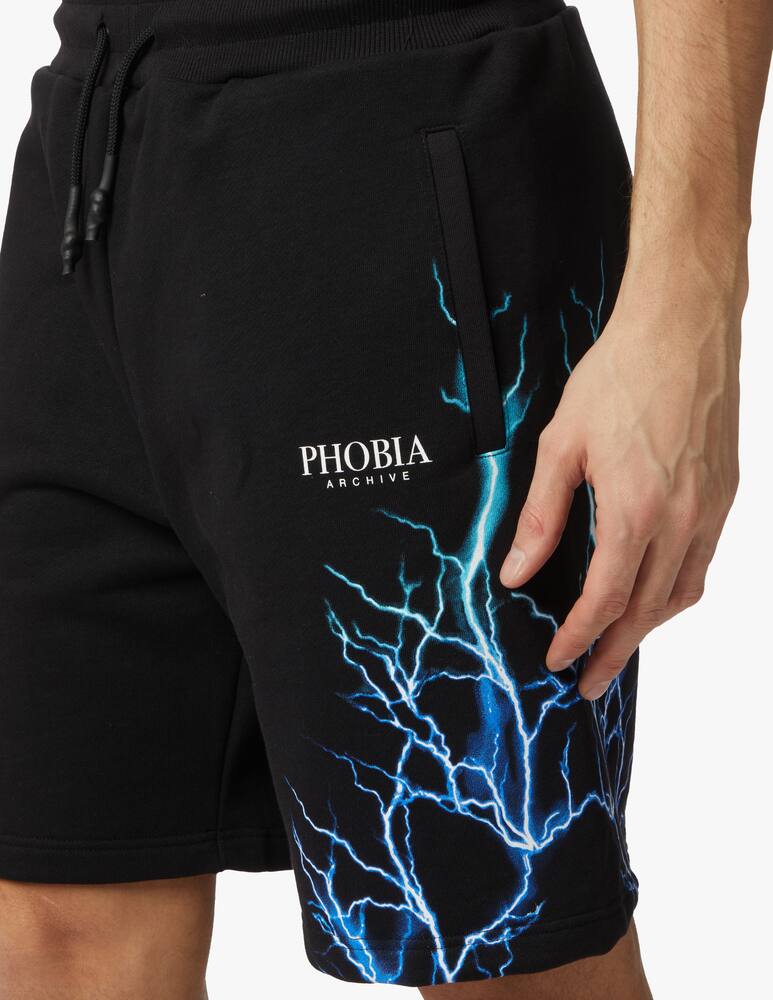 rinascente Phobia Blue light blue flash lightning sweatshort - black