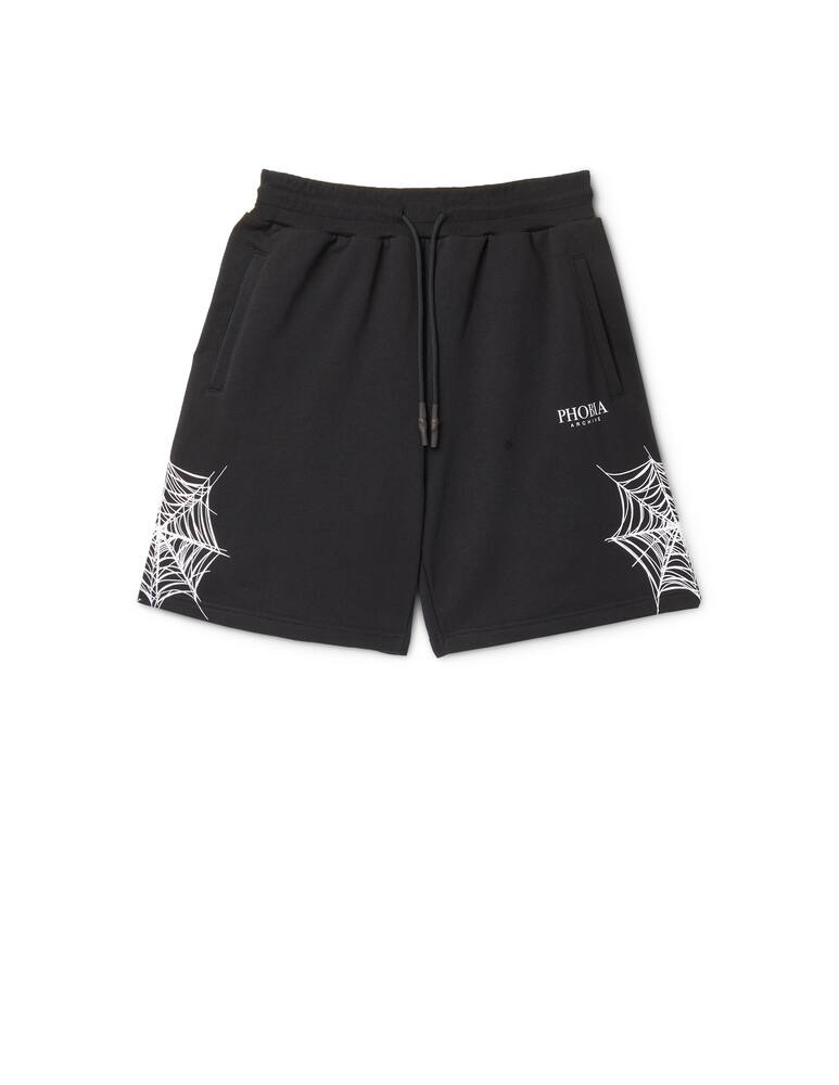 rinascente Phobia White spider web sweatshorts - black