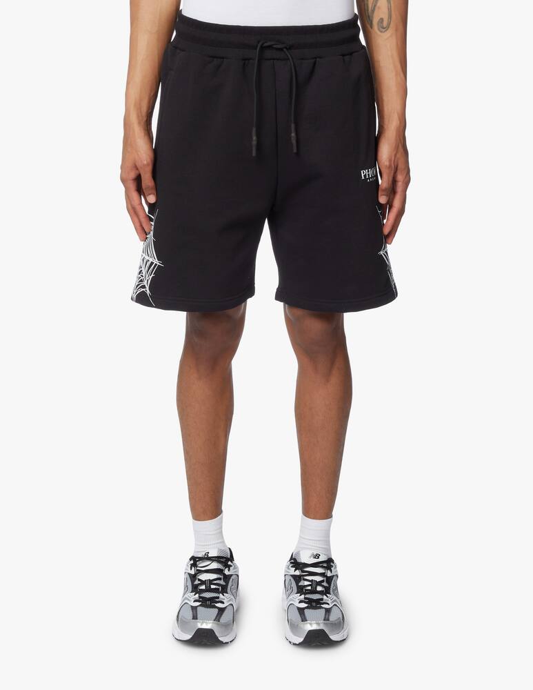 rinascente Phobia White spider web sweatshorts - black
