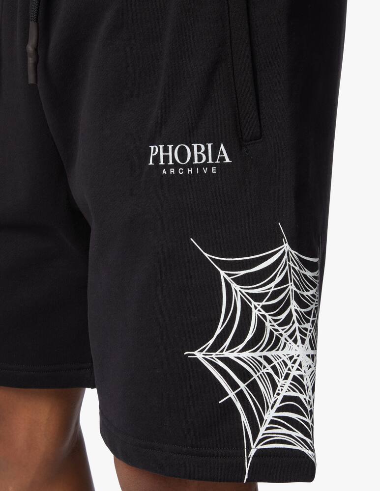 rinascente Phobia White spider web sweatshorts - black