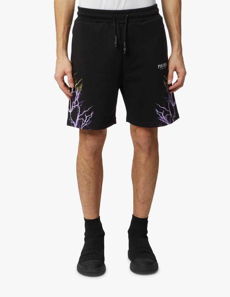 rinascente Phobia Purple yellow flash lightning sweatshorts - black