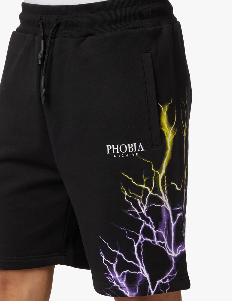 rinascente Phobia Purple yellow flash lightning sweatshorts - black