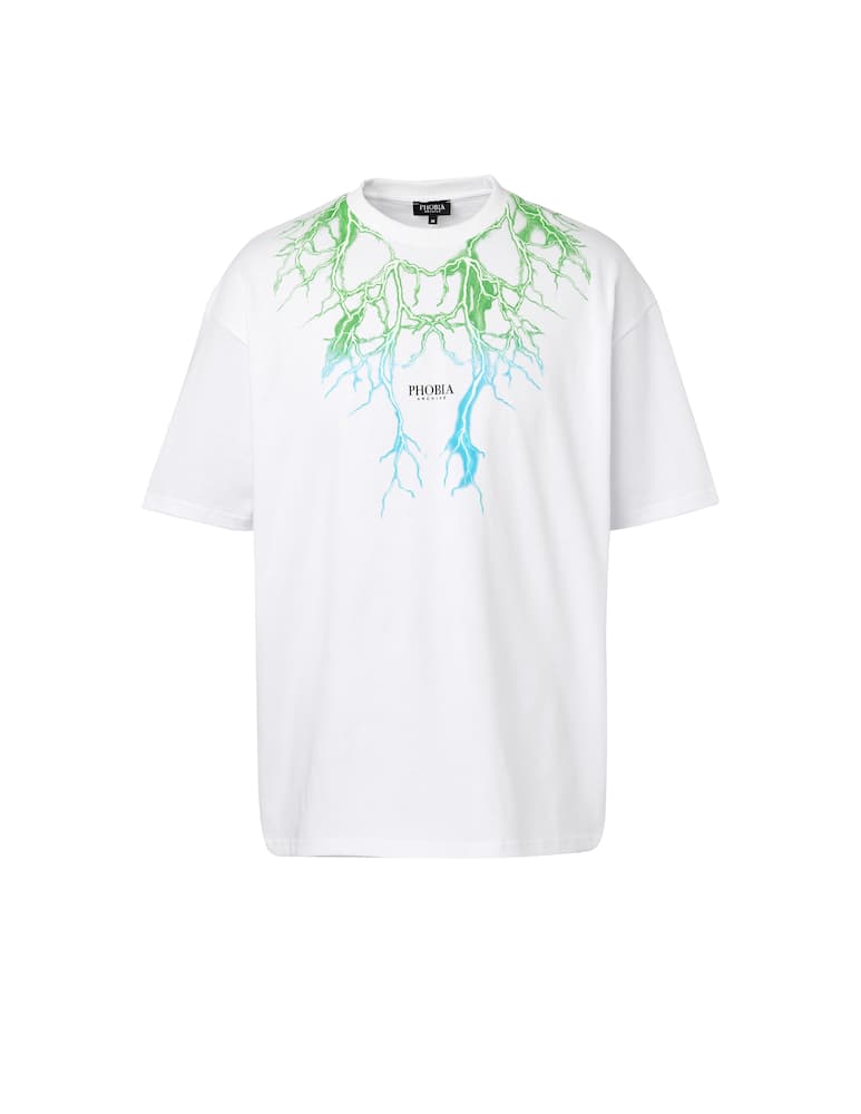 rinascente Phobia Green light blue flash lightning t-shirt - white