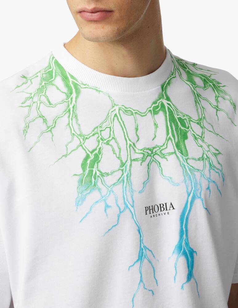 rinascente Phobia Green light blue flash lightning t-shirt - white