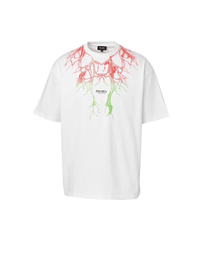 rinascente Phobia Maglietta fulmini rossi verdi - bianco