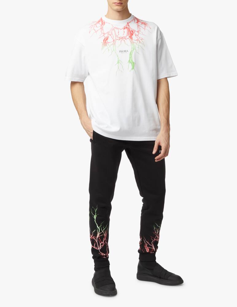 rinascente Phobia Maglietta fulmini rossi verdi - bianco