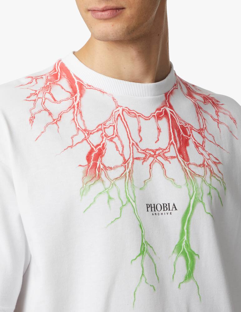 rinascente Phobia Maglietta fulmini rossi verdi - bianco
