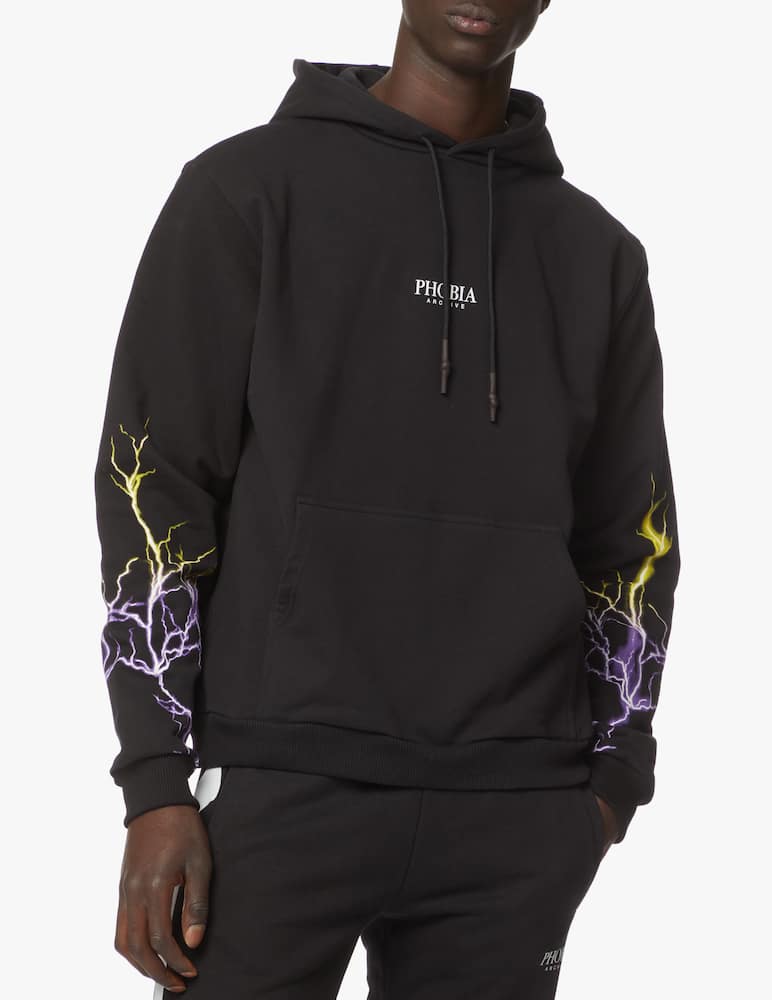 Phobia Felpa con cappuccio fulmini viola giallo - nero - immagine 1 Phobia Felpa con cappuccio fulmini viola giallo - nero - immagine 1
