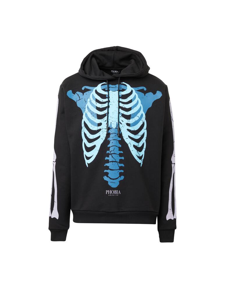rinascente Phobia Light blue bones hoodie - black