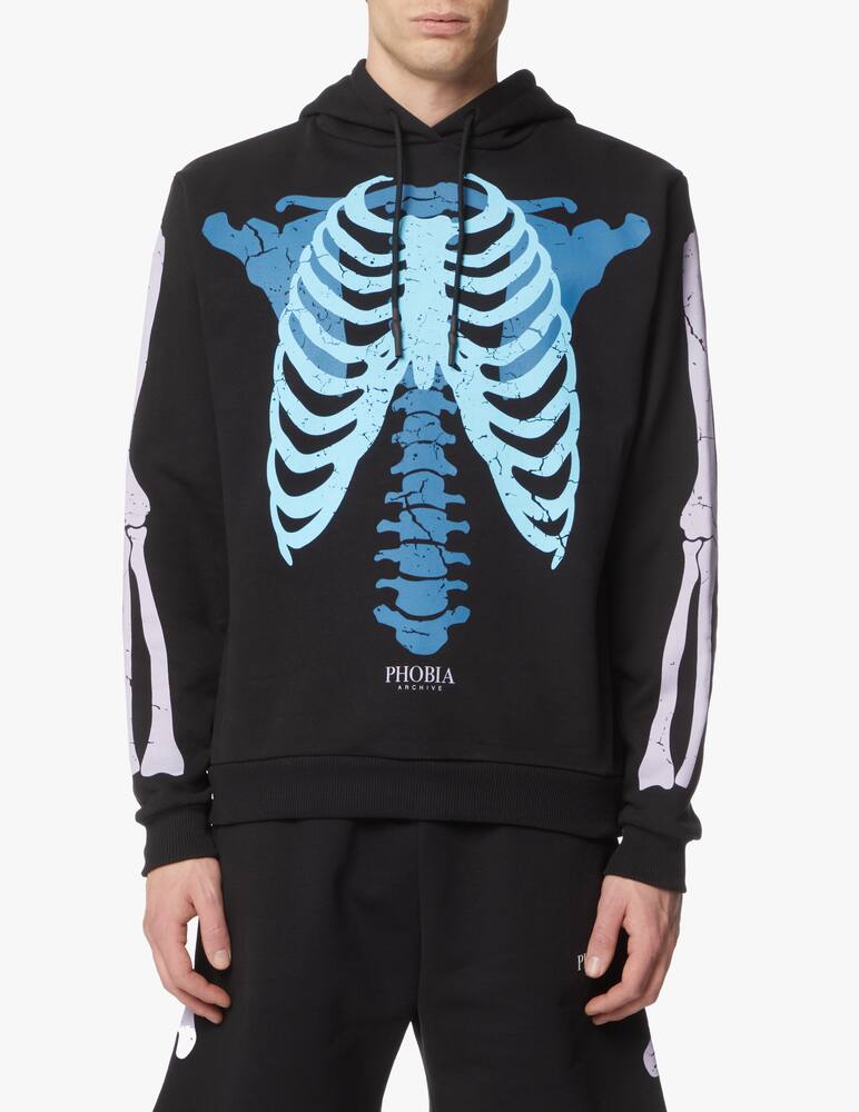 rinascente Phobia Light blue bones hoodie - black