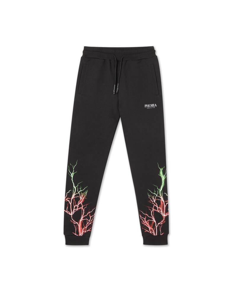 rinascente Phobia Red green lightning roundneck sweatpants - black