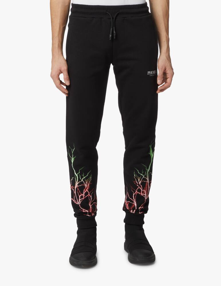 rinascente Phobia Red green lightning roundneck sweatpants - black