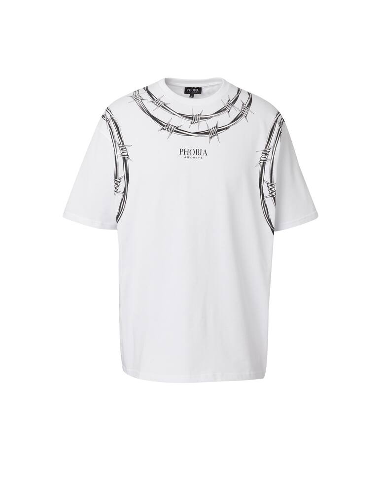 rinascente Phobia T-shirt con filo spinato - bianco