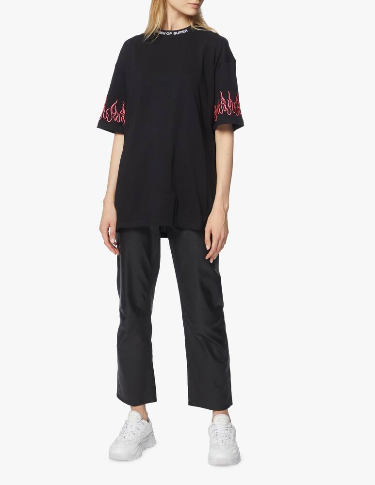 rinascente Vision of Super Cotton t-shirt with pink embroidered flame