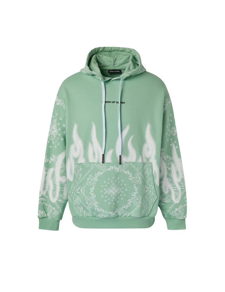 rinascente Vision of Super Hoodie bandana flames - green