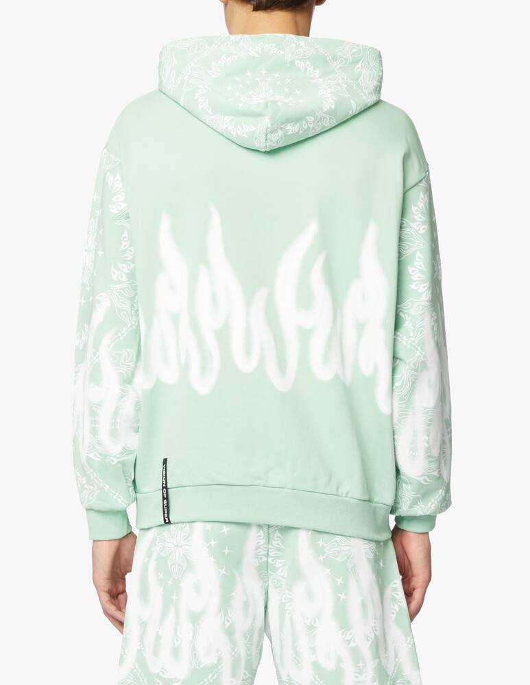 rinascente Vision of Super Hoodie bandana flames - green