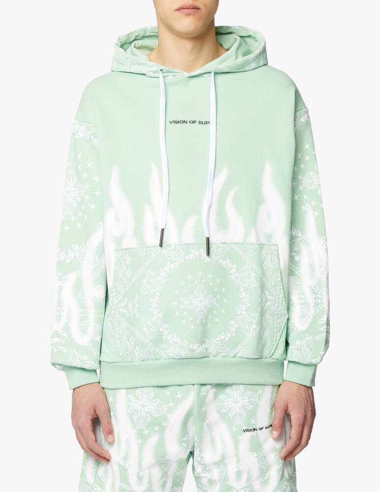 rinascente Vision of Super Hoodie bandana flames - green
